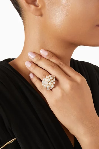 خاتم بحار مرصع بلؤلؤ المياه العذبة ذهب عيار 18