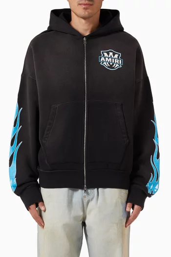 Flames Zip Hoodie in Cotton-fleece