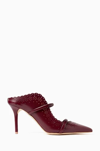 Maureen 85 Lasercut Mules in Nappa Leather