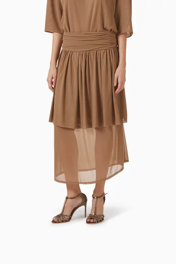 صندل إريكا بكعب 90 مم ستان مرصع بكريستالات بلون مماثل