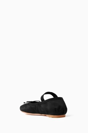 Logo-strap Ballerina Flats in Satin