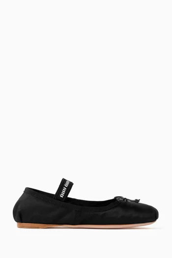 Logo-strap Ballerina Flats in Satin