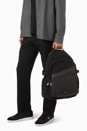 Striped Utility Zip Backpack in Nylon