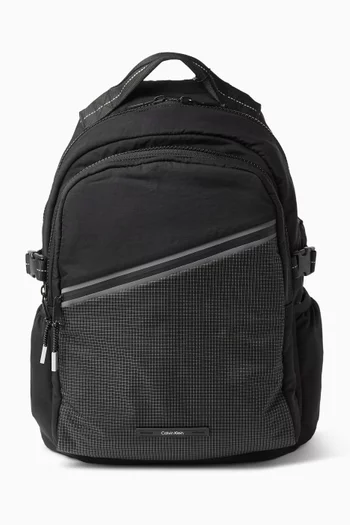 Striped Utility Zip Backpack in Nylon
