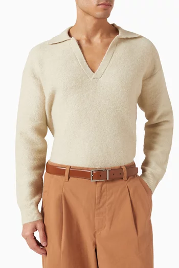 حزام بإبزيم مربع جلد