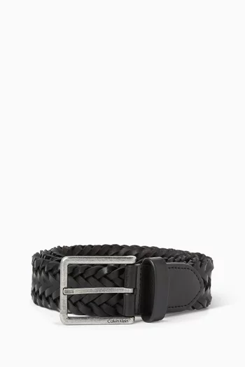 Warmth Buckle Braided Belt in Leather