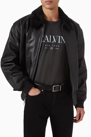 Square Buckle Smooth Reversible Belt in Leather