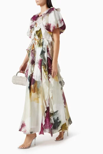 فستان فوياجر طويل مزيج تينسيل