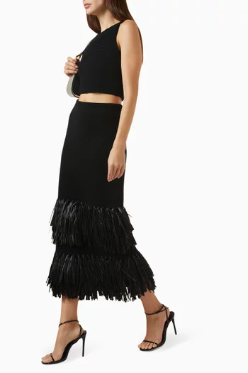 Agave Knit Raffia Skirt in Viscose Blend