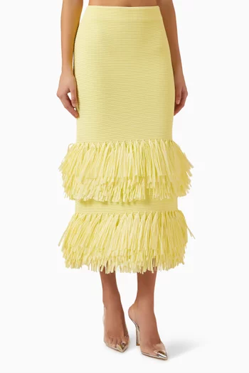 Agave Knit Raffia Skirt in Viscose Blend