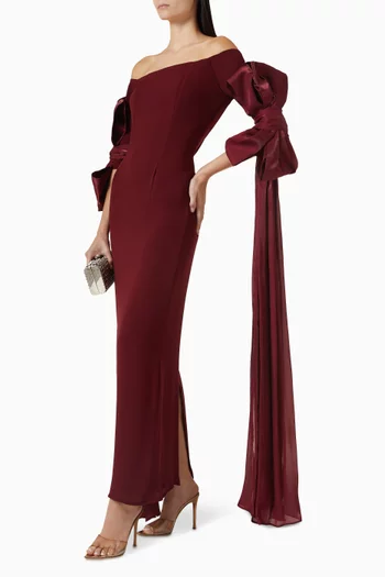 Off-shoulder Dress in Crepe & Organza