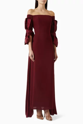 Off-shoulder Dress in Crepe & Organza