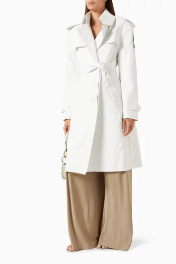 معطف ترنش بصفي أزرار جلد نباتي