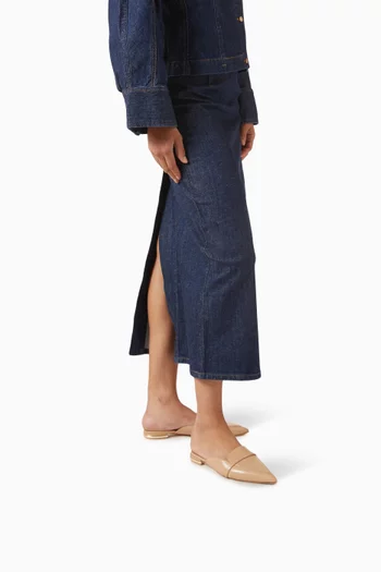 حذاء دورامو مفتوح من الخلف بكعب 10 مم جلد نابا