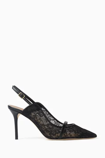 Marion 85 Slingbacks in Lace Mesh and Nappa