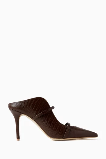 Maureen 85 Mules in Lizard-embossed Leather