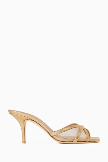 Perla 70 Mules in Mesh & Metallic Nappa