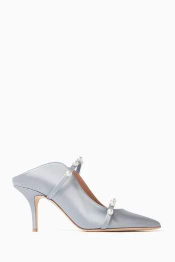 Maureen 70 Pearl-embellished Mules in Satin