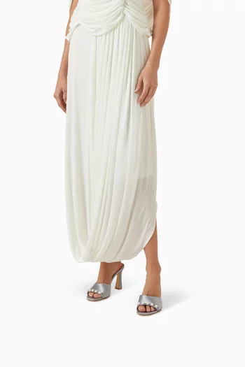 حذاء روكسان مفتوح من الخلف ومرصع باللؤلؤ بكعب 90 مم ستان