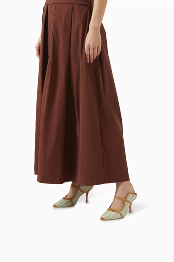 حذاء مورين مفتوح من الخلف بكعب 70 مم خوص مخطط