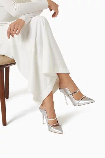 حذاء مورين مفتوح من الخلف بكعب 100 مم جلد نابا لامع