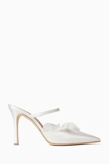 حذاء سيسيل مفتوح من الخلف بكعب 90 مم ستان وأورجانزا