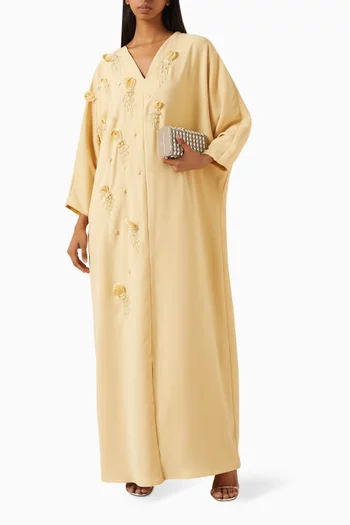 Bead-embellished Kaftan in Crepe