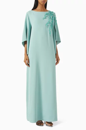Bead-embellished Kaftan in Crepe