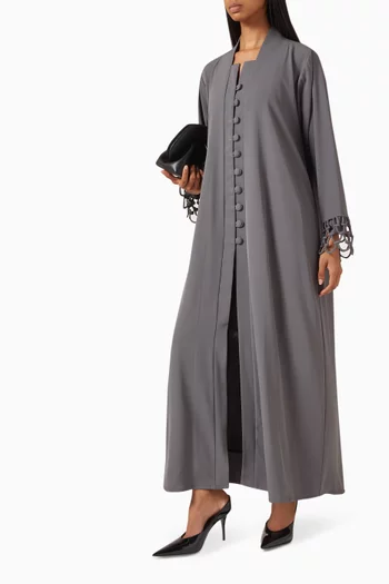 Tonal Lattice Cuff Abaya