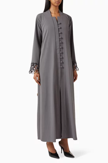 Tonal Lattice Cuff Abaya