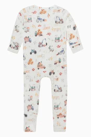 Clayton Farmyard-print Romper in Cotton
