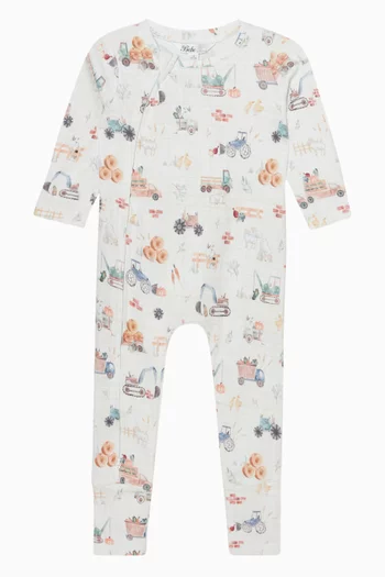 Clayton Farmyard-print Romper in Cotton