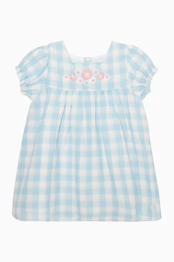 فستان بوني مطرز بنقشة غينغهام  قطن