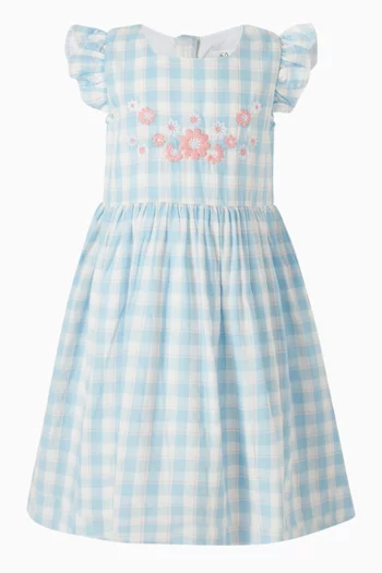 فستان بوني مطرز بنقشة غينغهام  قطن