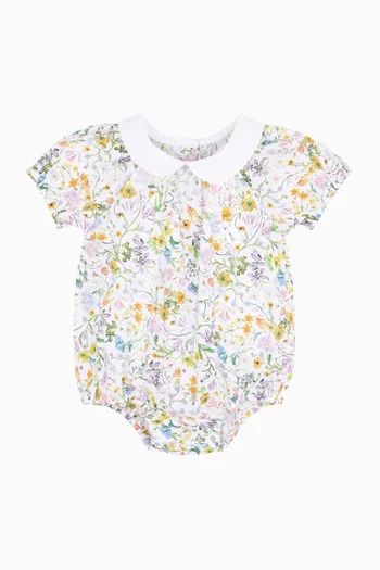Zara Floral-print Collared Romper in Cotton