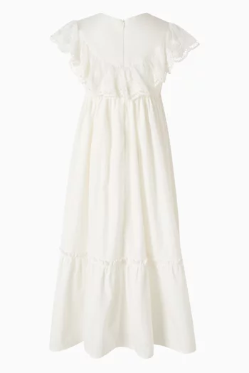 A-line Tiered Dress in Poplin & Lace-tulle