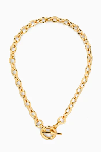 قلادة بورتريه بسلسلة نحاس مطلِ ذهب عيار 14