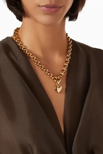 قلادة أمورينا بحلية على شكل قلب نحاس مطلي ذهب عيار 14