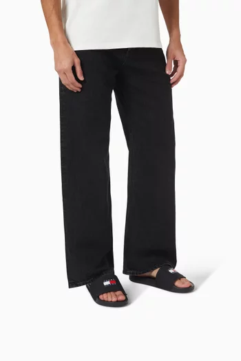 حذاء مفتوح لحمام السباحة بشعار TJM مطاط