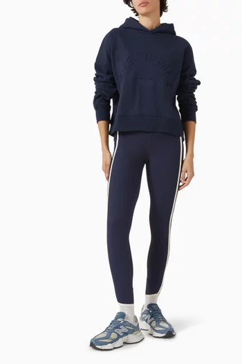 كنزة بايرون بغطاء رأس بشعار الماركة بارز الملمس قطن عضوي