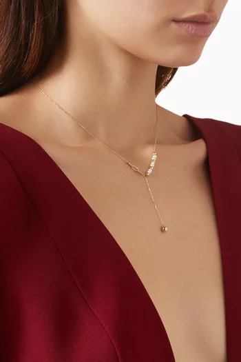 Talia Ball Drop Lariat Necklace in 18kt Gold