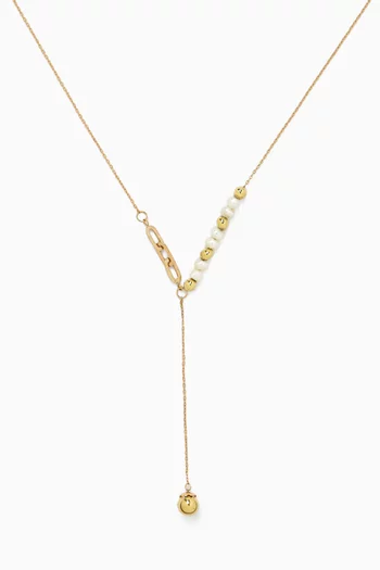 Talia Ball Drop Lariat Necklace in 18kt Gold