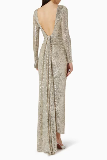 فستان سهرة مطرز بالترتر