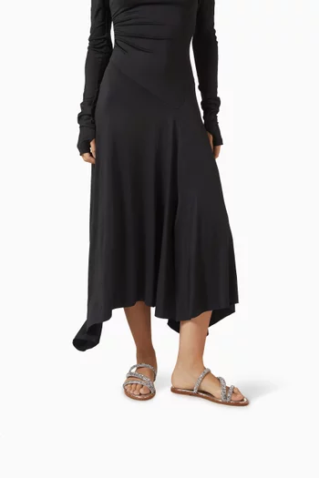 حذاء مفتوح مرصع بالكريستال جلد لامع