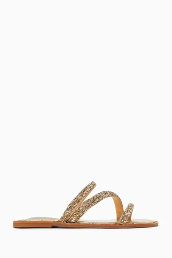 حذاء مفتوح مرصع بالكريستال جلد لامع