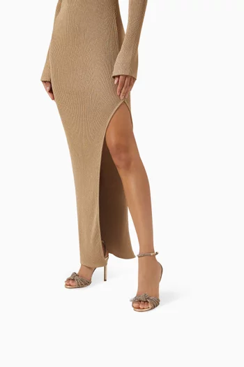 صندل فيستاس I مرصع بالكريستال بكعب 100 مم جلد لامع