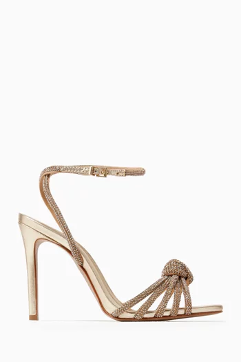 صندل فيستاس I مرصع بالكريستال بكعب 100 مم جلد لامع