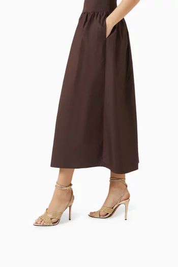 صندل مرصع بالكريستال بكعب 95 مم جلد لامع