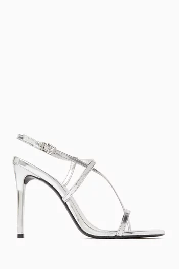 صندل أزور بكعب 105 مم جلد لامع