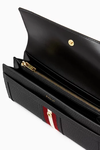 Code Striped Continental Wallet in Leather